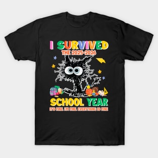 Funny Teacher I Survived Last Day of The School Year 2024 gift For Boy girl Kids T-Shirt